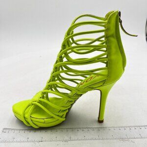 YDN Light Green Zipper High Heels Open Toe Strappy Gladiator Ankle Wrap Sandals